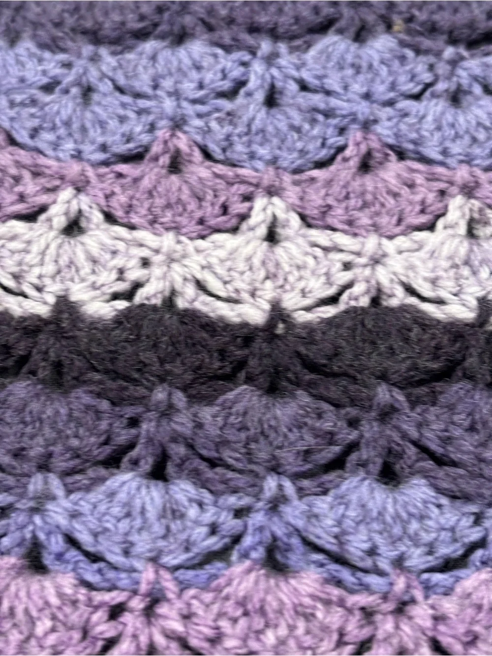 Grandma Core Handmade Crochet Throw Blanket Multi Shade of Purple